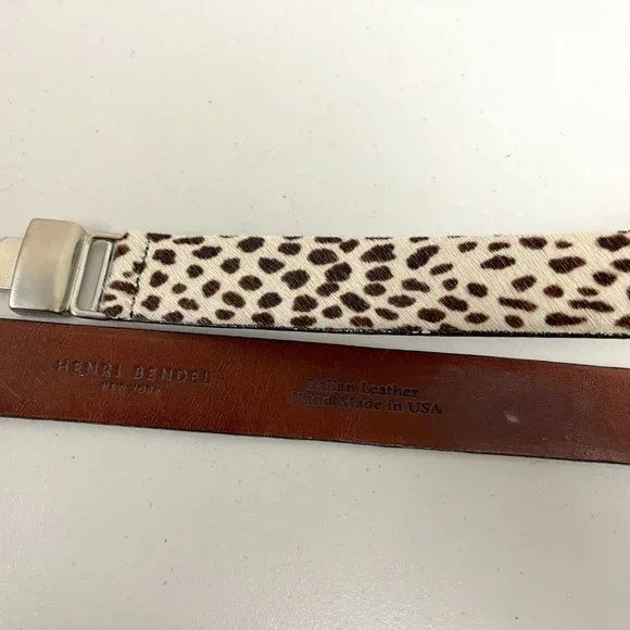 Vintage HenrI Bendel NY leopard hair calf leather adjustable belt USA to 30 Buy Leopard Calf Hair Belt For Women Silver Buckle 2.0 Cm  main image 4